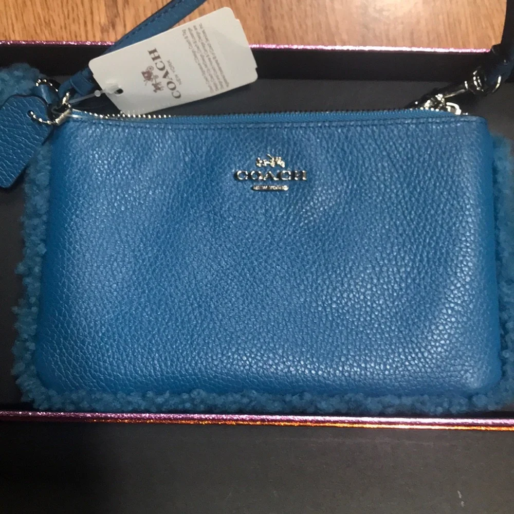 Coach Small Shearling Wristlet NEW
